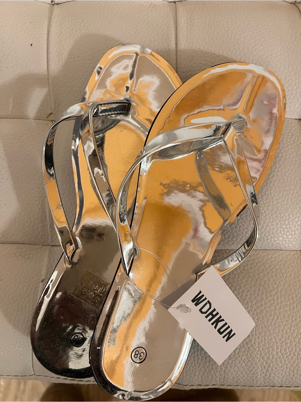 Silver Metallic Women’s Thong Sandals
